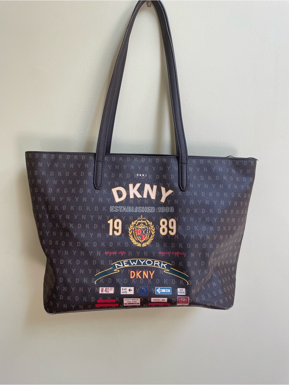 DKNY Monogram Signature 1989 New York Tote Shoulder Bag